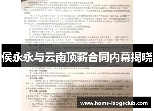 侯永永与云南顶薪合同内幕揭晓