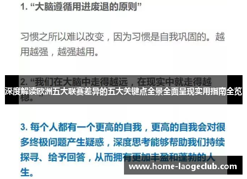 深度解读欧洲五大联赛差异的五大关键点全景全面呈现实用指南全览